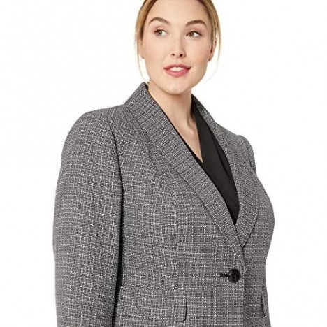 Le Suit Women's Plus Size 1 Button Shawl Collar Novelty Slim Pant Suit