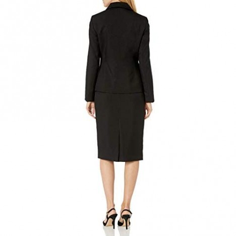 Le Suit Women's Plus Size 2 Button Notch Collar Skimmer Skirt Suit