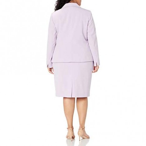 Le Suit Women's Plus Size 3 Button Notch Collar Slim Skirt Suit