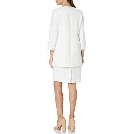 Le Suit Women's Plus Size Jewel Neck Diamond Jacquard Seamed Sheath Dress Suit Vanilla Ice 18W