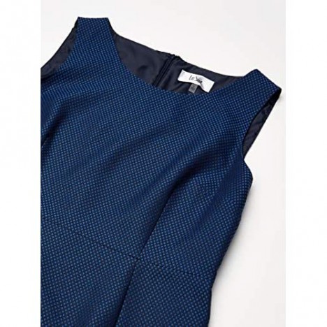 Le Suit Women's Plus Size Jewel Neck Open Jacket Dot Jacquard Sheath Dress Suit