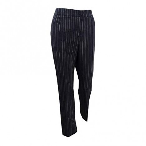Le Suit Women's Plus Size Pinstripe 1 Button Pant Suit with Cami