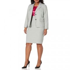 Le Suit Women's Plus Size Stripe 2 Button Skirt Suit
