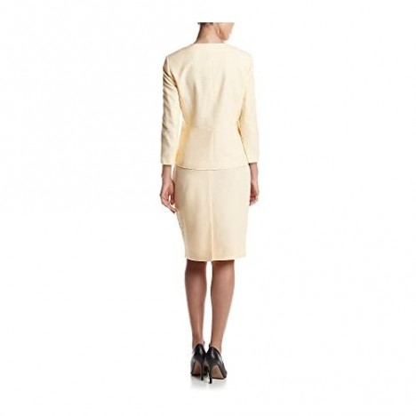 Le Suit Women's Seersucker 4 Button Jacket Skirt Suit