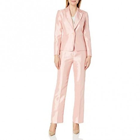 Le Suit Women's Shiny 1 Button Pant Suit