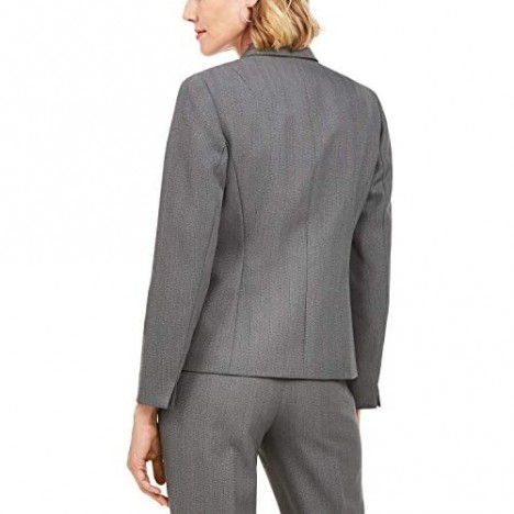 Le Suit Womens Single-Button Pants Suit Grey/Black Size 18