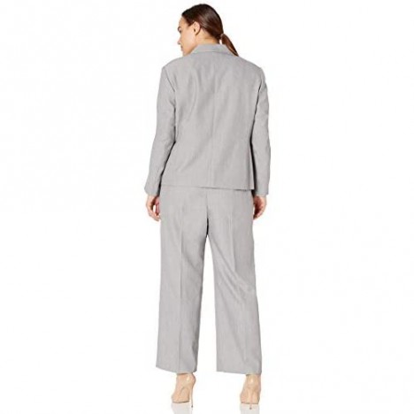 Le Suit Women's Size Plus 1 Button Notch Collar Melange Pant Suit