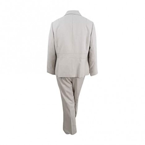 Le Suit Women's Size Plus Stripe Herringbone 2 Bttn Notch Lapel Pant Suit