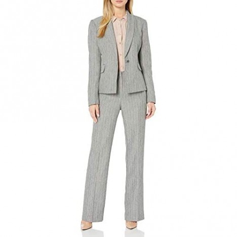 Le Suit Women's Stripe 1 Bttn Shawl Collar Pant Suit