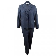 Le Suit Women's Stripe 2 Bttn Notch Lapel Pant Suit