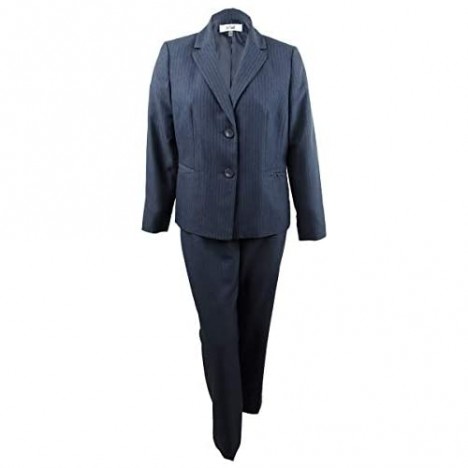 Le Suit Women's Stripe 2 Bttn Notch Lapel Pant Suit