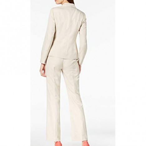 Le Suit Women's Stripe 3 Btn JKT Notch Collar Pant Suit