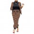 LKOUS 2 Piece Work Suits for Women's Houndstooth Print Buttons Open Front Long Sleeve Coat + Long Pants Casual Clothes