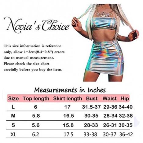 Novia's Choice Women Sexy 2 Piece Outfits Dress Tube Crop Top Mini Skirt Set Bodycon