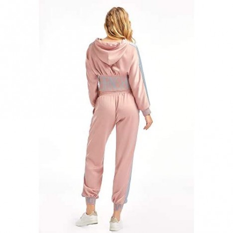 ROSHA UNIQUE Two Piece Outfits for Women Zip Up Hoodies with Sweatpants Sweat Suits Jogger Sets