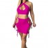 Sexy 2 Piece Outfits for Women Halter Neck Clubwear Crop top and Bodycon Bandage Dress Sets