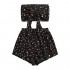 SheIn Women's Strapless Bandeau Crop Top with Elastic Waist Tropical Shorts Set