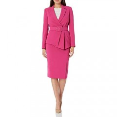 Tahari ASL Women's Belted Jacket with Pencil Skirt Suit