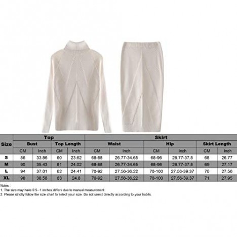 TAOVK Women's Casual Knitting Sweater Skirt Suit Turtleneck Sweater 2 Piece Outfits for Women