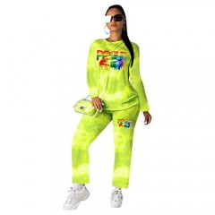 Women Casual Two Piece Outfit - Tie Dye Shirt Sportswear + Bodycon Joggers Pants Tracksuits Suit Set S XXXL