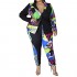 Women Plus Size 2 Piece Outfits Casual Printed Long Sleeve Blazer and Pants Set Sexy Jacket Suit Party Club