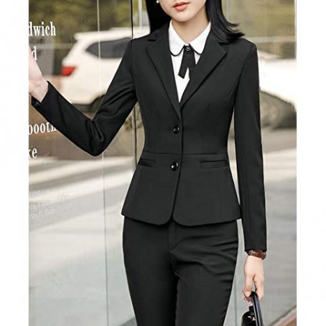 Women’s Formal Two Piece Office Lady Business Suit Set Slim Women Suits for Work Blazer Jacket Pantsuits