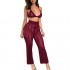 Women's Sexy See Through Two Pieces Suits Backless Crop Top Jumpsuit Knitting