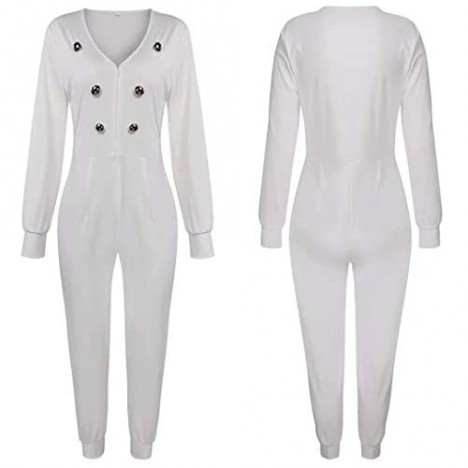 Womens Sexy Zipper Front V Neck Long Sleeve Bodycon Jumpsuits Blazer Suit Outwear